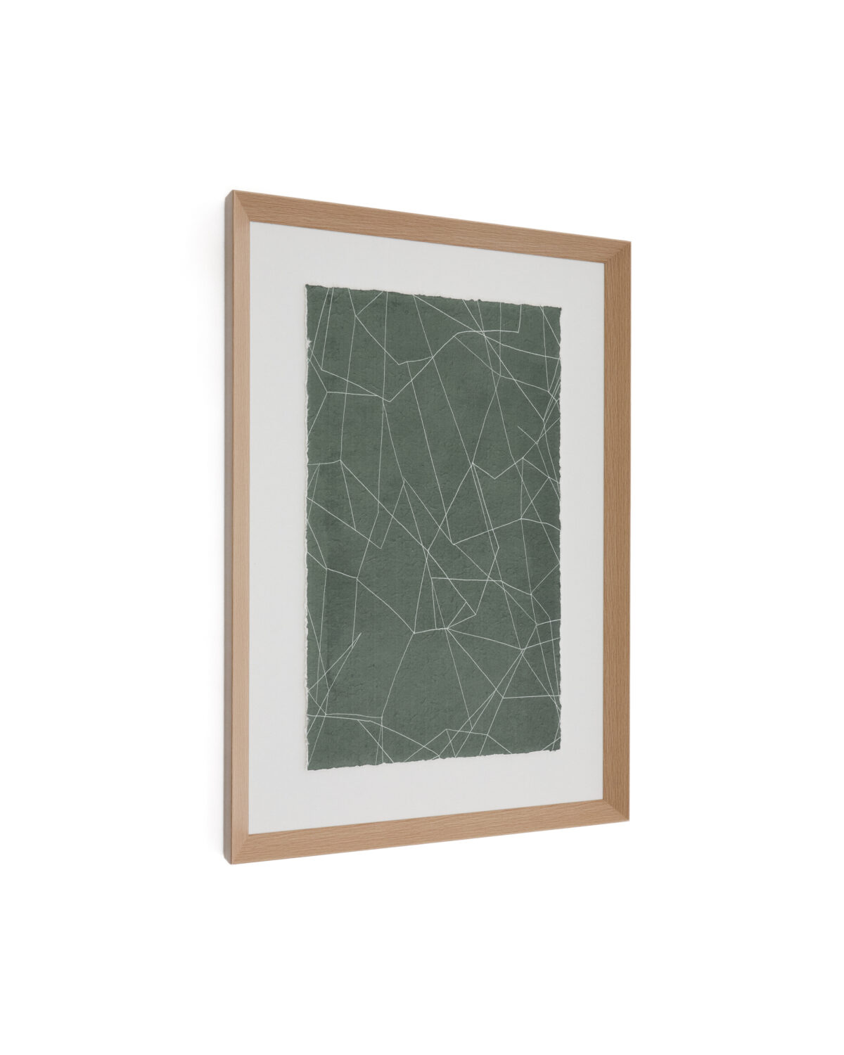 Kave Home Durkan abstract groen schilderij op kringlooppapier 100x70 cm - Afbeelding 4