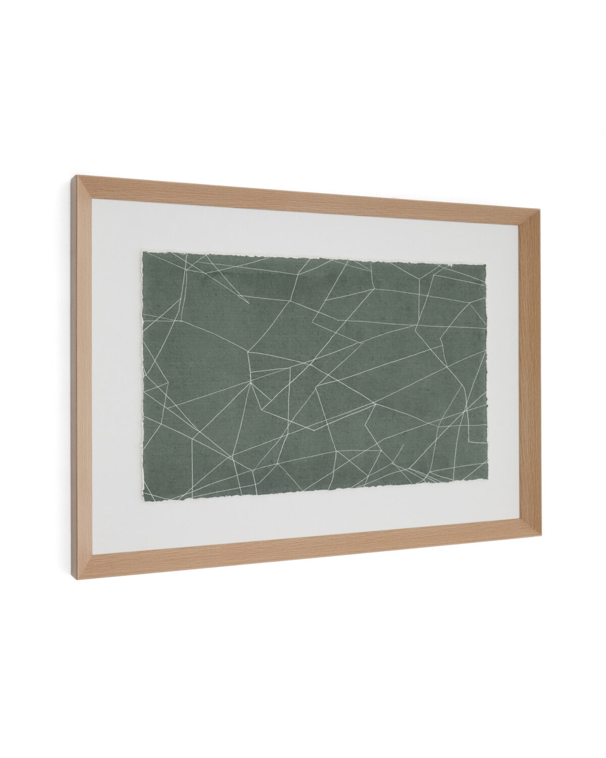 Kave Home Durkan abstract groen schilderij op kringlooppapier 100x70 cm - Afbeelding 5