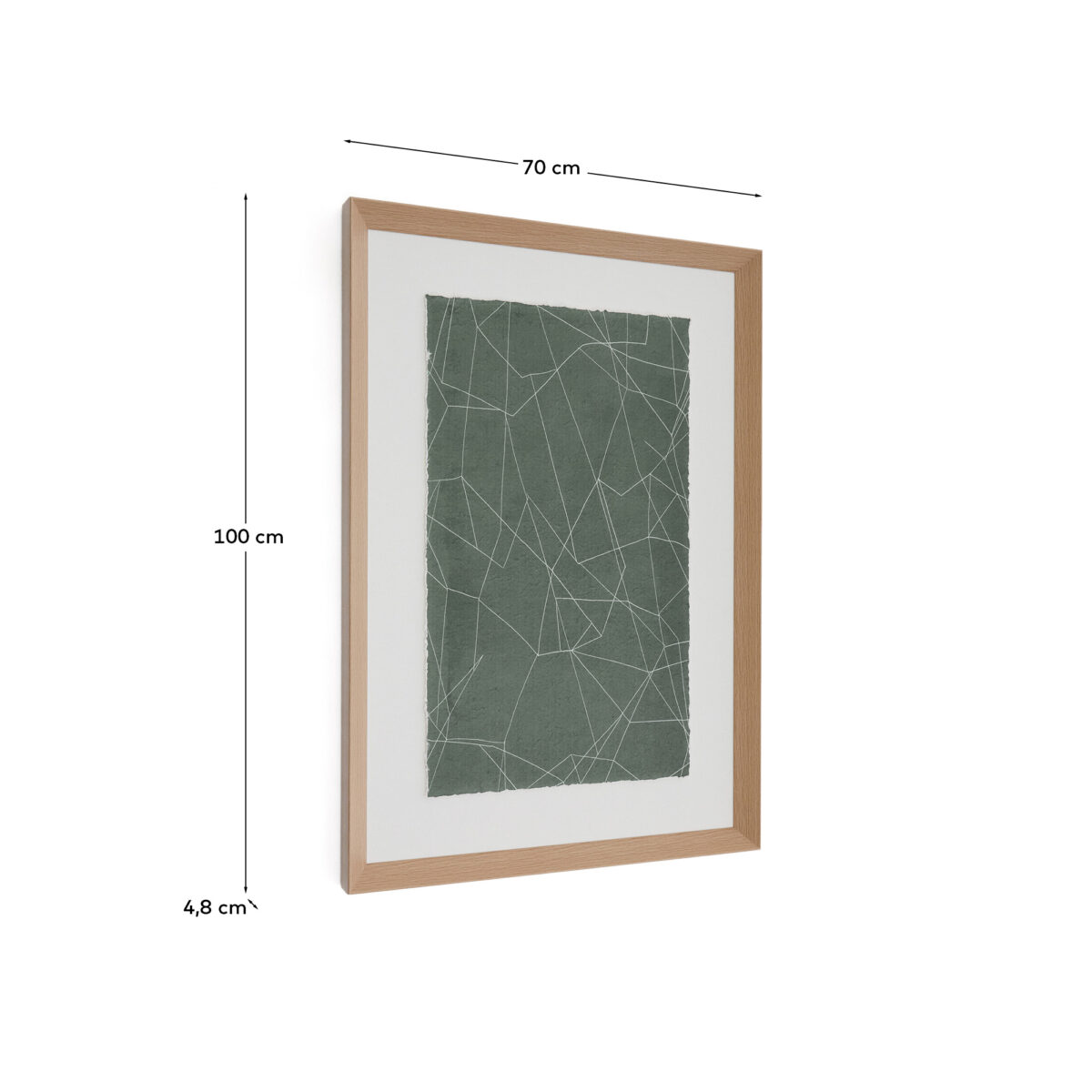 Kave Home Durkan abstract groen schilderij op kringlooppapier 100x70 cm - Afbeelding 7