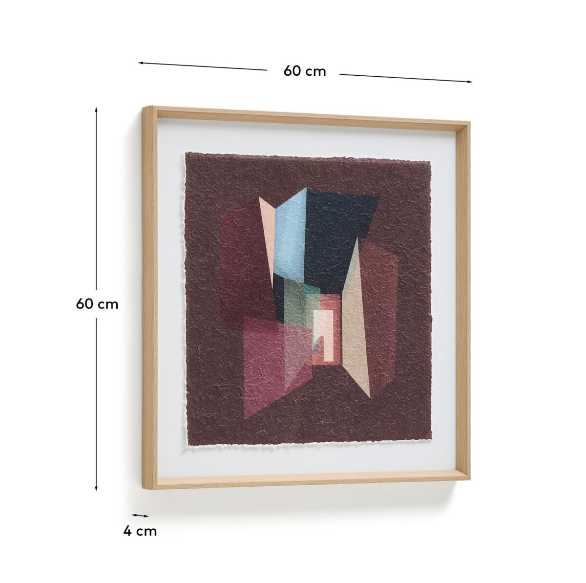 Kave Home Veluni schilderij van gerecycled papier in meerdere kleuren 60 x 60 cm - Afbeelding 6