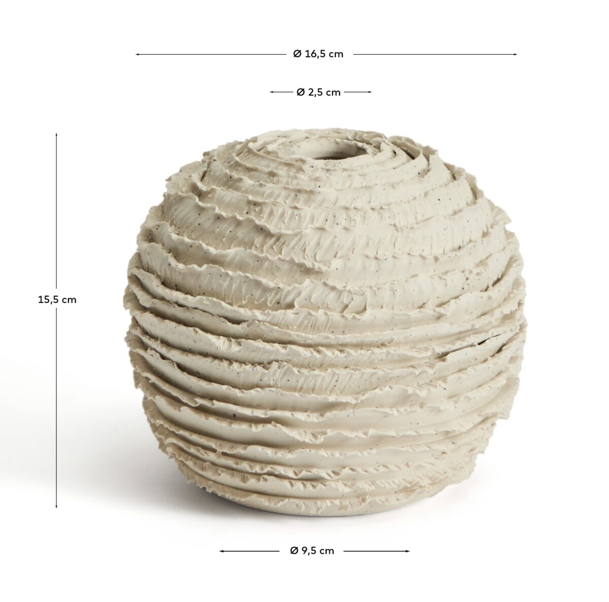 Kave Home Evania vaas van beige keramiek 15,5 cm - Afbeelding 7