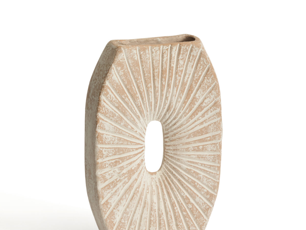 Kave Home Vaas Valura van papier-maché roze en beige 31 cm