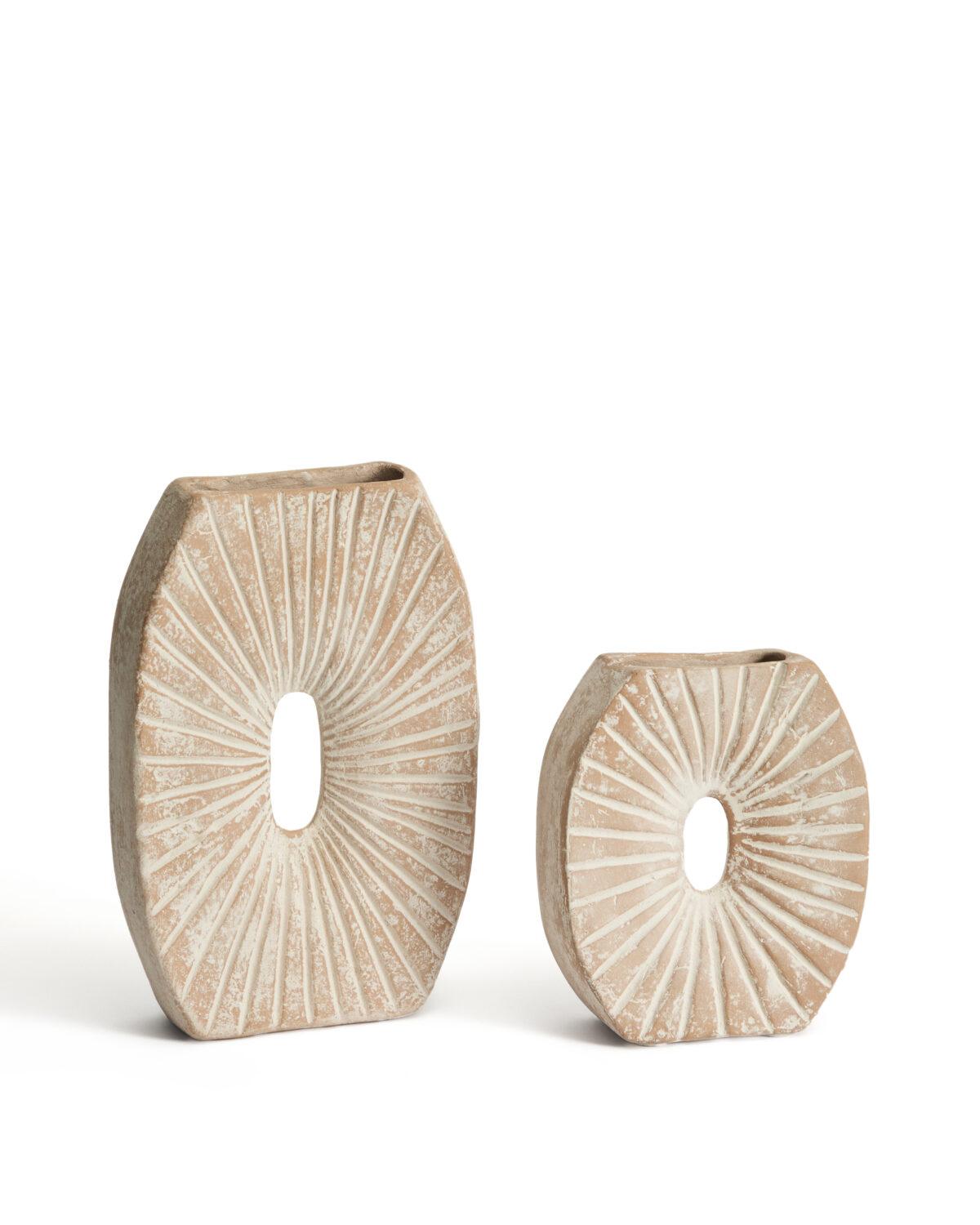 Kave Home Vaas Valura van papier-maché roze en beige 31 cm - Afbeelding 6