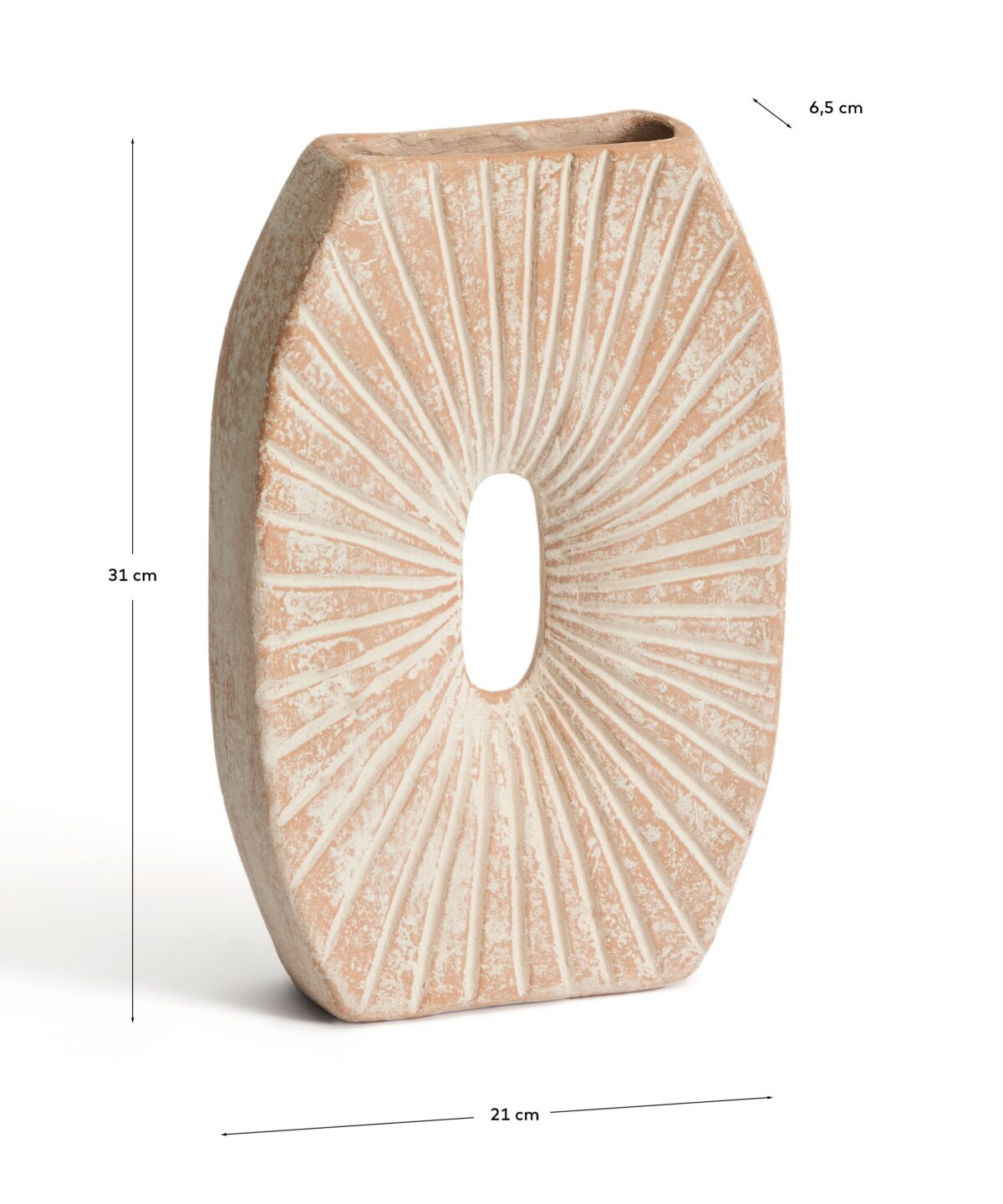 Kave Home Vaas Valura van papier-maché roze en beige 31 cm - Afbeelding 7