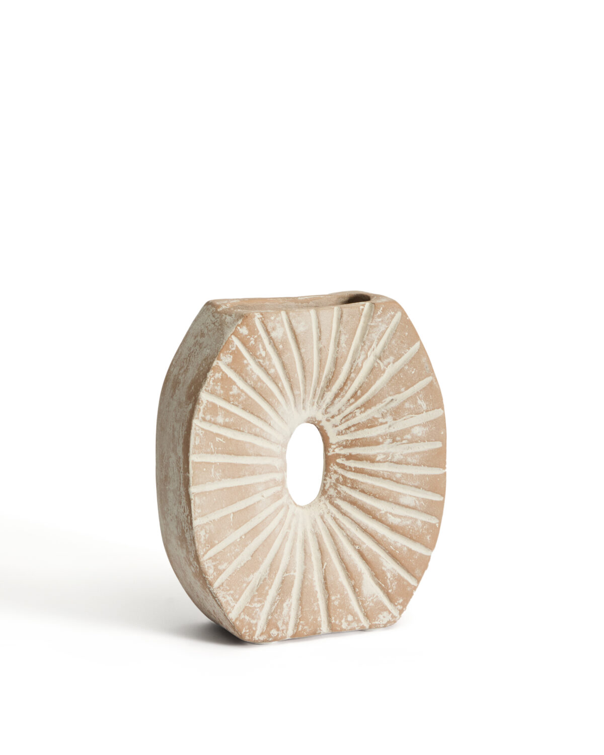 Kave Home Vaas Valura van papier-maché roze en beige 21 cm