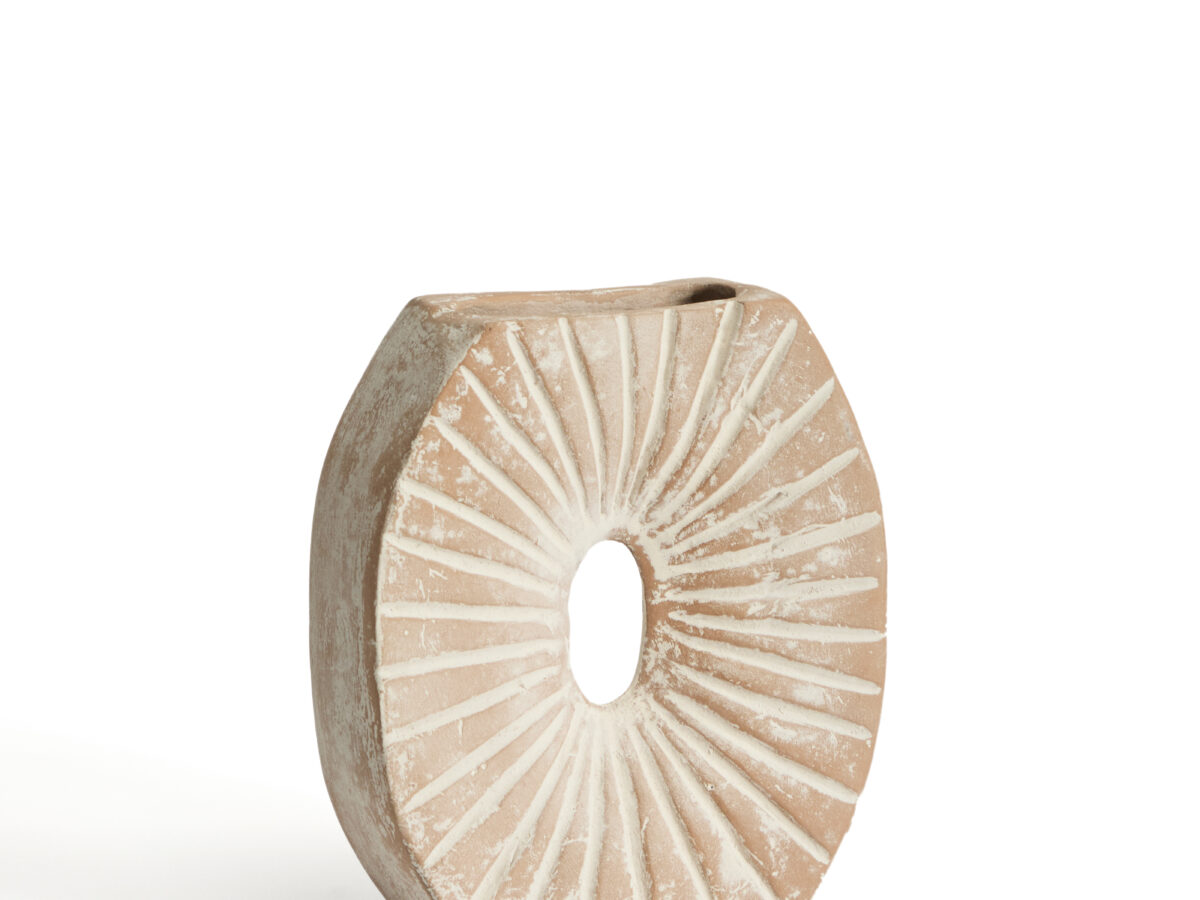 Kave Home Vaas Valura van papier-maché roze en beige 21 cm