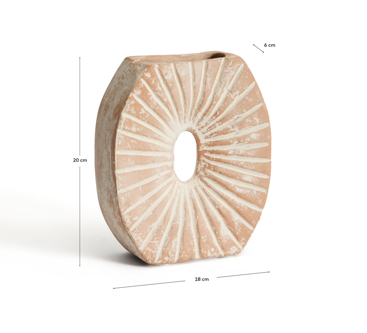 Kave Home Vaas Valura van papier-maché roze en beige 21 cm - Afbeelding 6