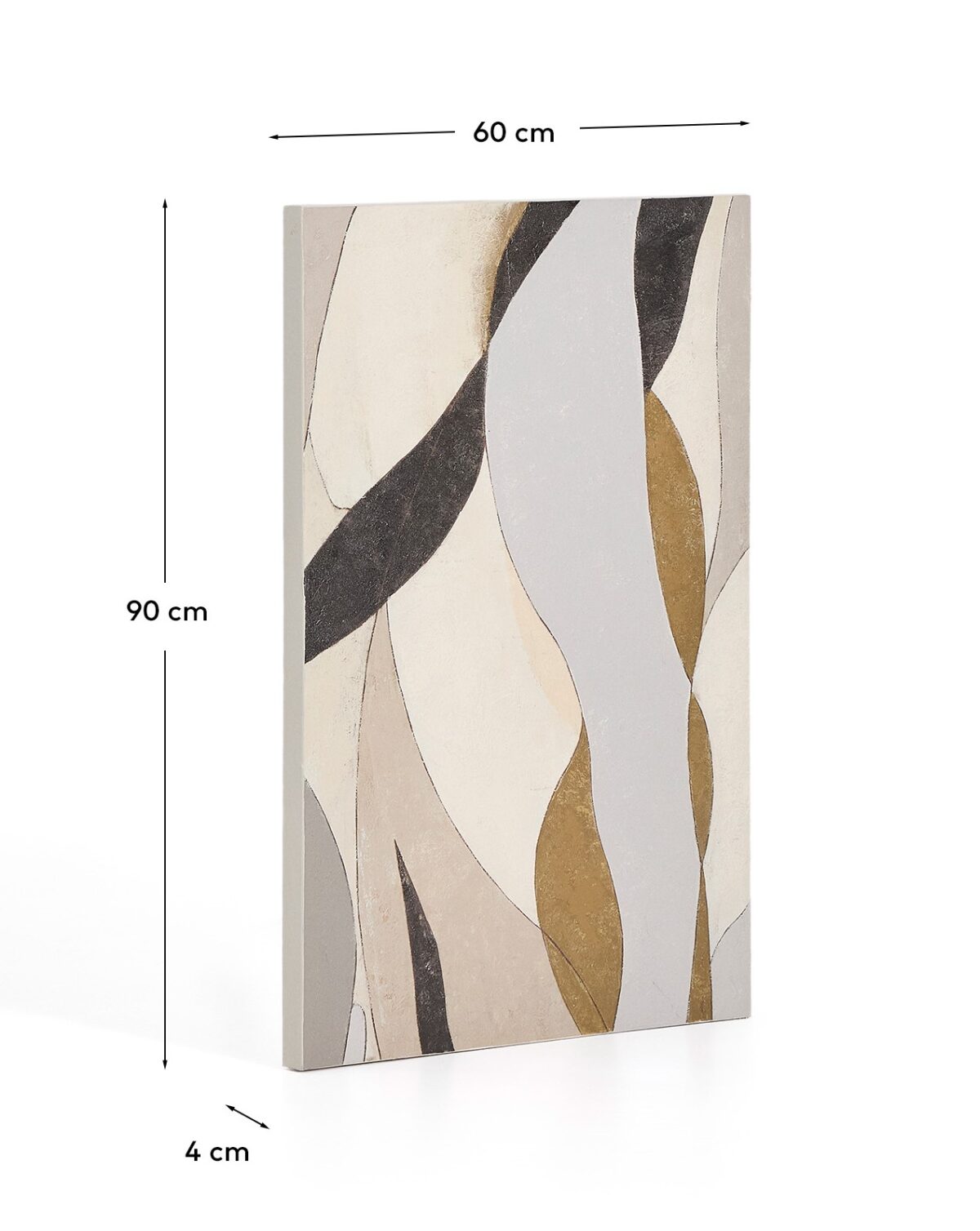 Kave Home Marvilo abstract canvas grijs en mosterdgeel 60 x 90 cm - Afbeelding 8