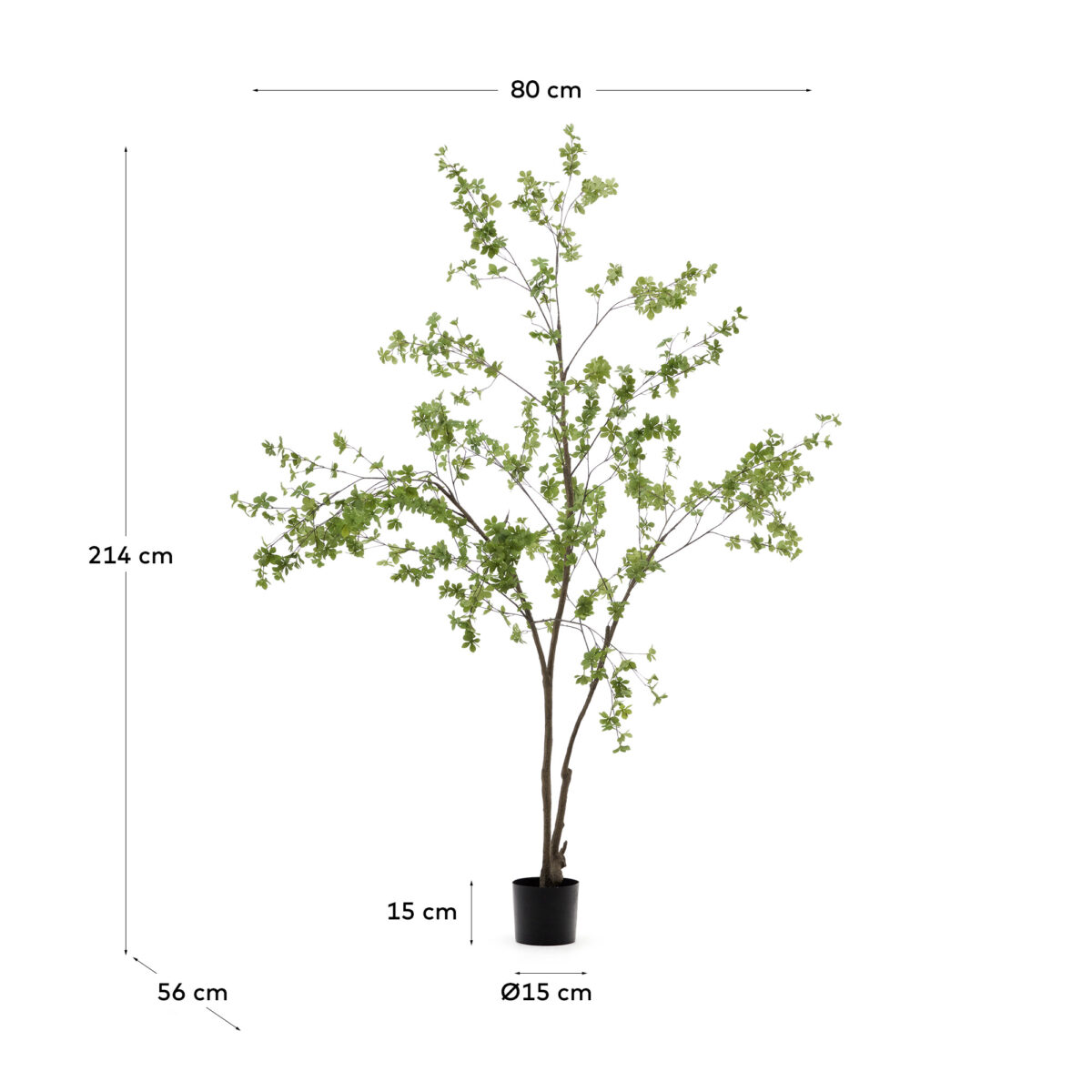 Kave Home Enkianthus-kunstboom met zwarte pot 214 cm - Afbeelding 5