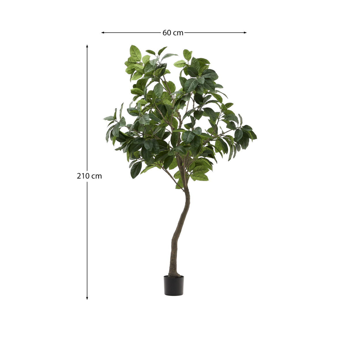 Kave Home Kunstboom Ficus met zwarte pot 210 cm - Afbeelding 5