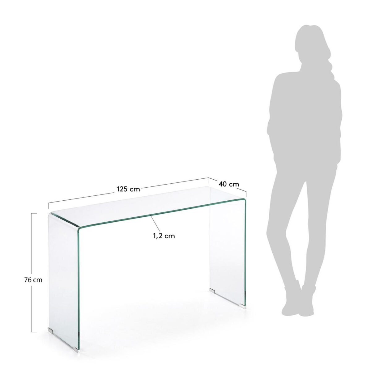 Kave Home Burano glazen console 125 x 40 cm - Afbeelding 6