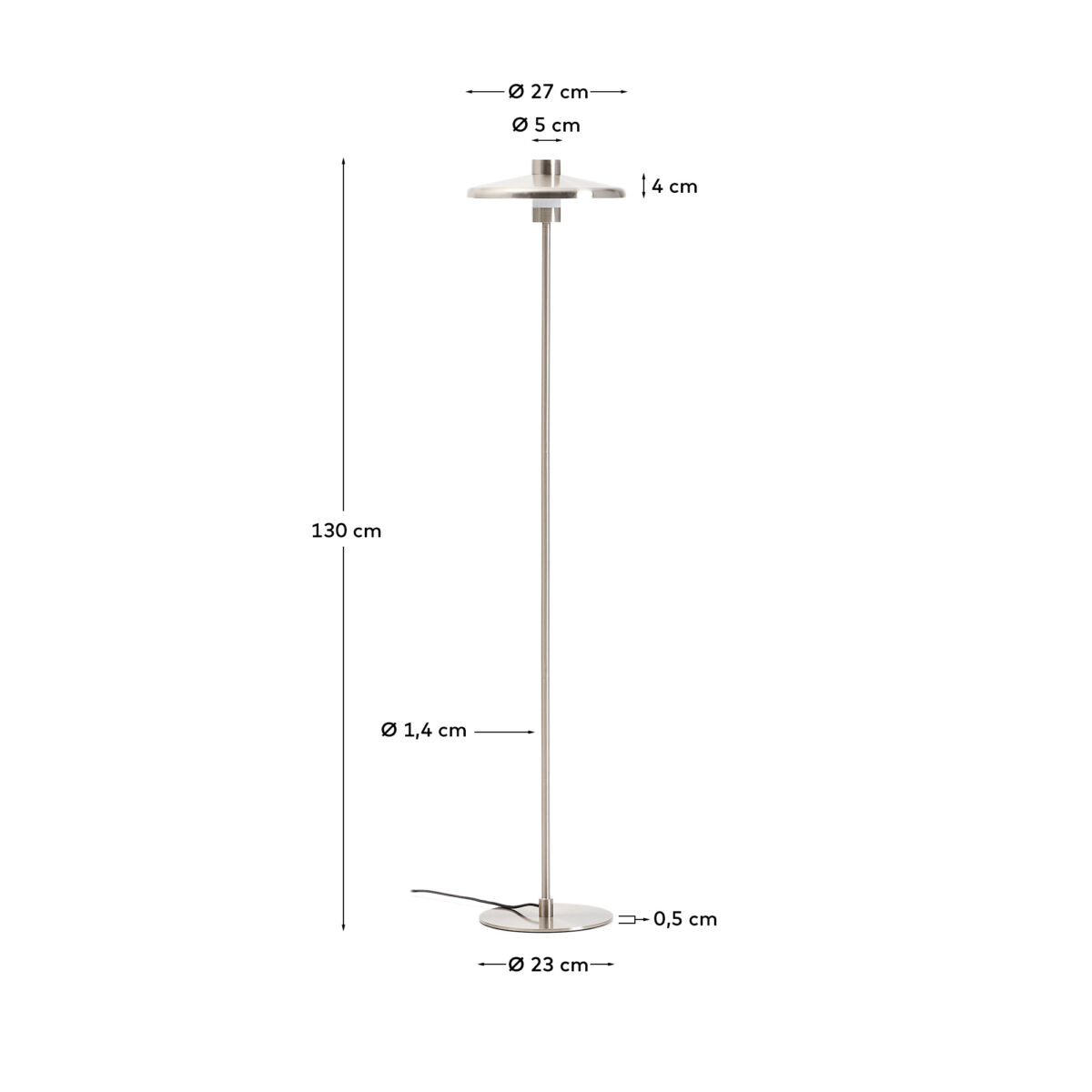 Kave Home Nuvira staande lamp van lichtgrijs geborsteld metaal - Afbeelding 7