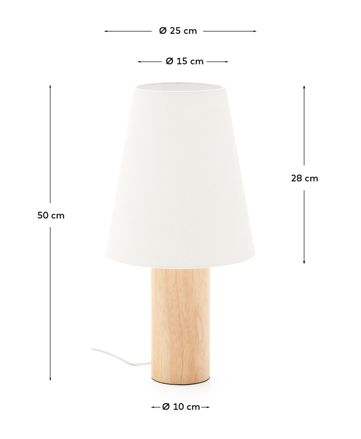 Kave Home Marga tafellamp van massief rubberhout met een naturelkleurige afwerking - Afbeelding 4