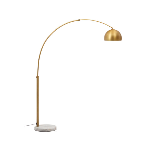 Kave Home Madali-vloerlamp van metaal met afwerking in messing en wit marmer
