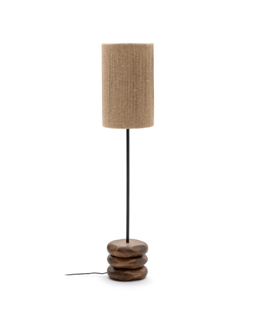 Kave Home Kor staande lamp van acaciahout met donkere afwerking en jute