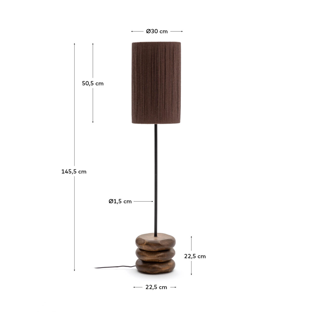 Kave Home Kor staande lamp van acaciahout met donkere afwerking en jute - Afbeelding 4