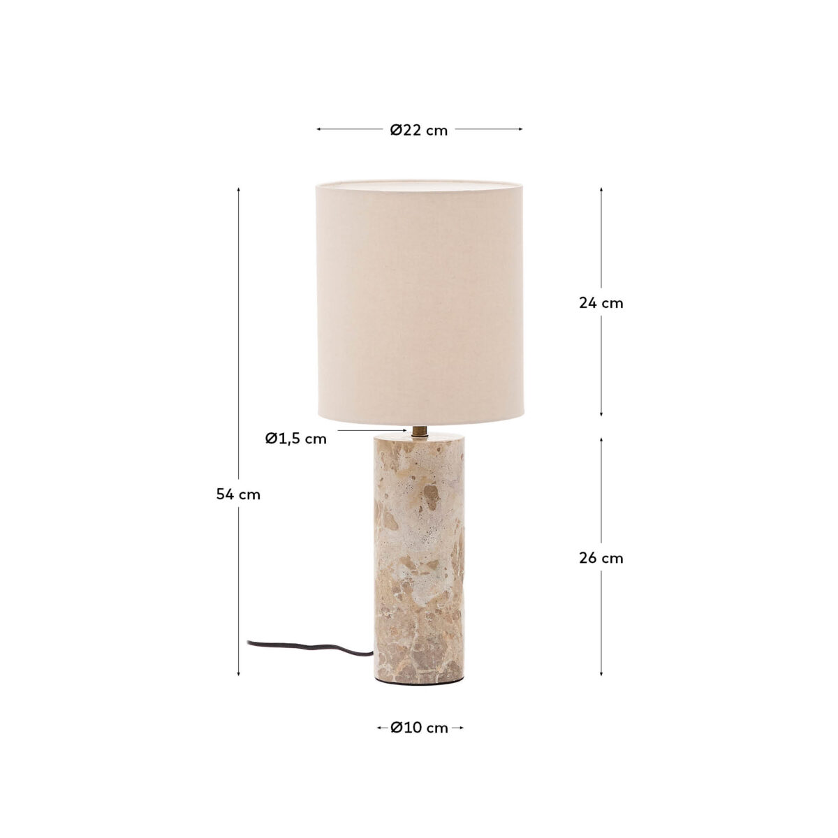 Kave Home Raze tafellamp in beige marmer met een beige linnen kap - Afbeelding 5
