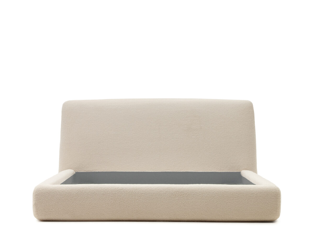 Kave Home Martina-bed met afneembare hoes van gebroken wit bouclé voor matrassen van 160 x 200 cm FSC Mix Credit