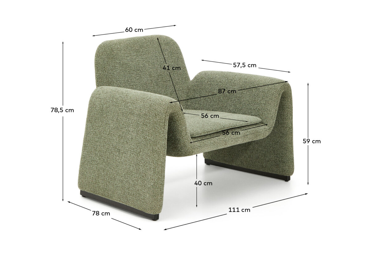 Kave Home Melvia fauteuil in groen chenille - Afbeelding 9