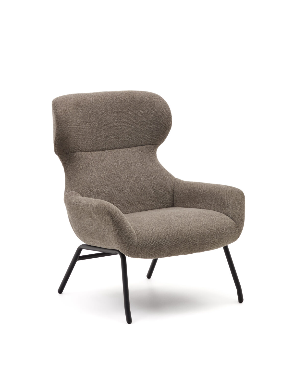 Kave Home Belina-fauteuil van lichtbruine chenille en staal met zwarte afwerking FSC 100% - Afbeelding 4