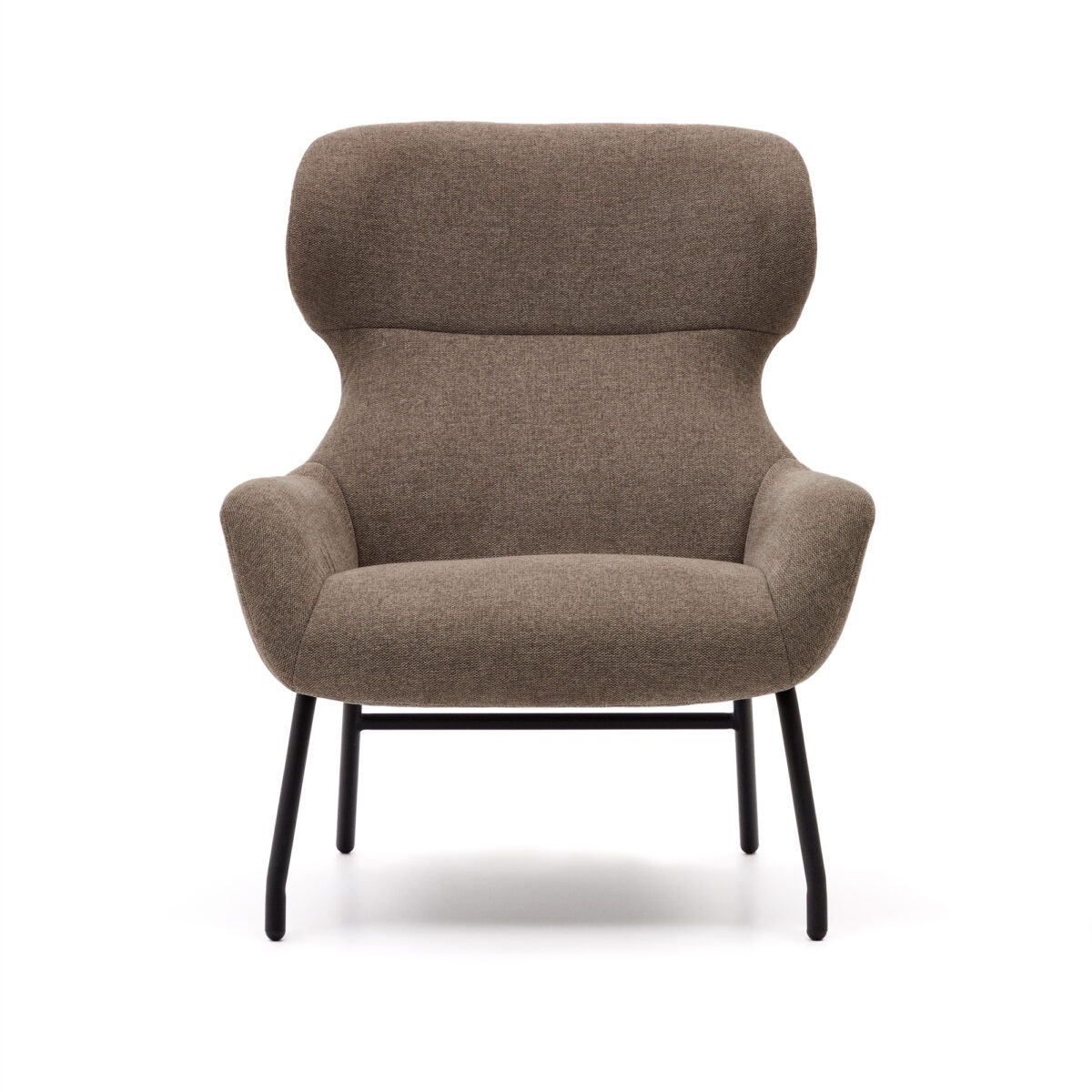 Kave Home Belina-fauteuil van lichtbruine chenille en staal met zwarte afwerking FSC 100% - Afbeelding 9