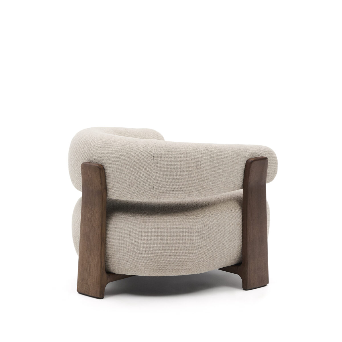 Kave Home Granite fauteuil in beige chenille en poten van massief essenhout in noten afwerking FSC 100% - Afbeelding 7