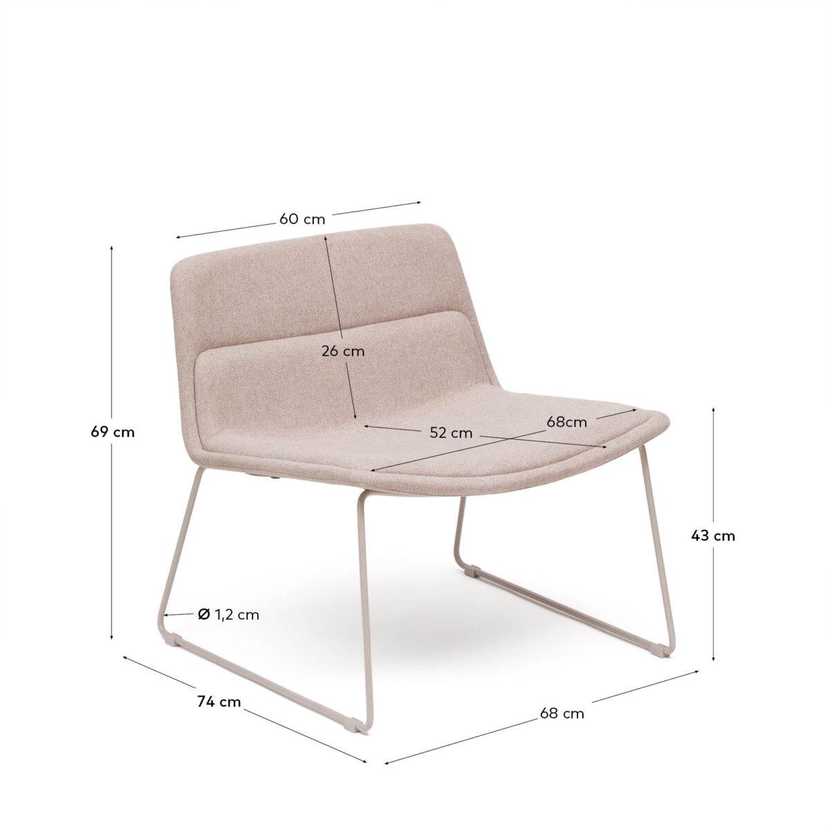 Kave Home Zahara fauteuil beige en staal met beige afwerking, 100% FSC. - Afbeelding 8