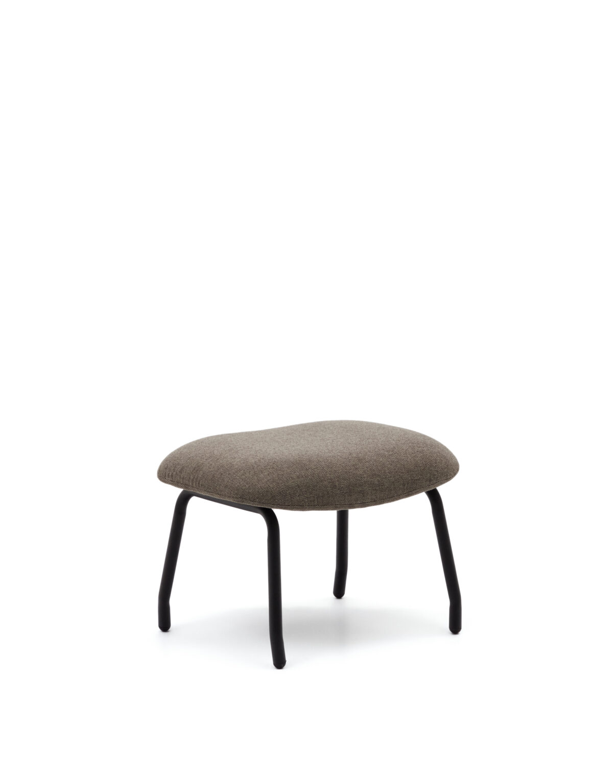 Kave Home Belina-voetenbankje van lichtbruine chenille en staal met zwarte afwerking FSC 100% - Afbeelding 4