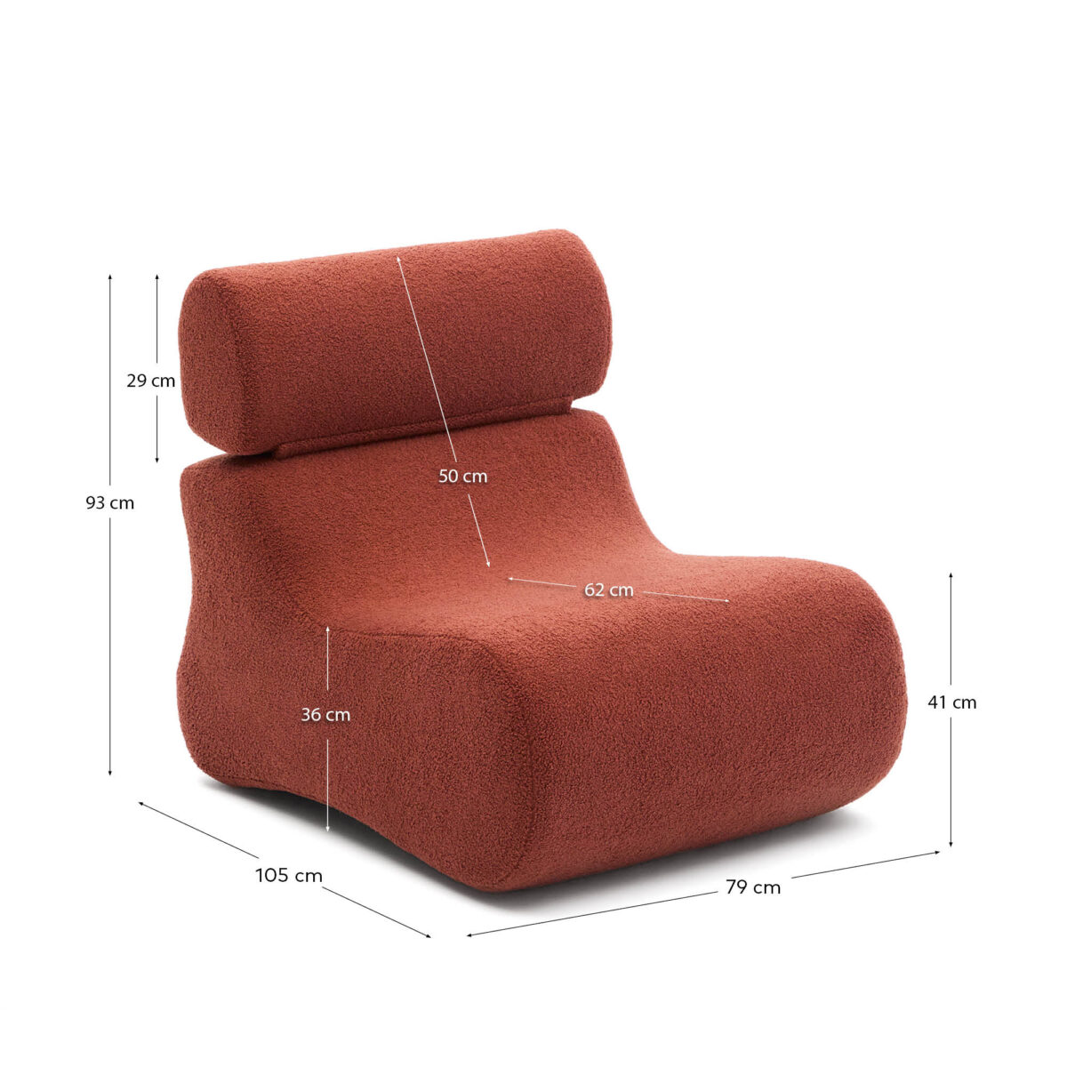 Kave Home Fauteuil Club van terracotta bouclé - Afbeelding 9
