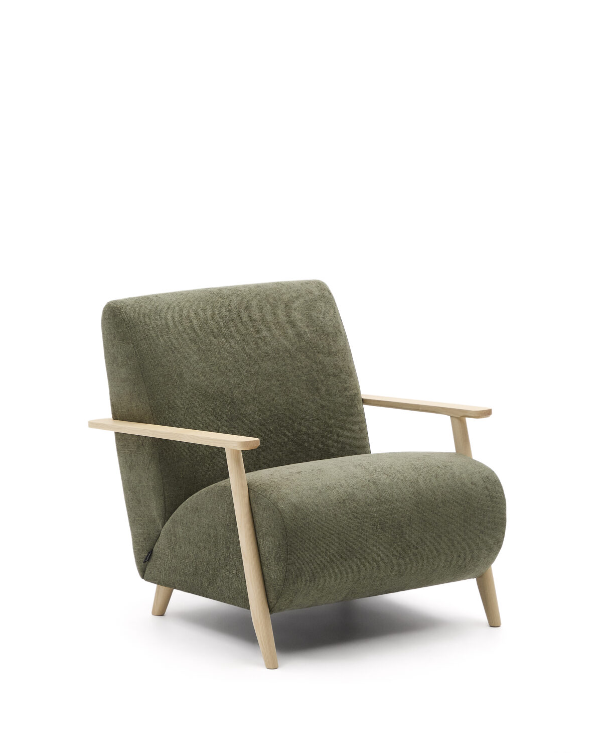 Kave Home Fauteuil Meghan in groene chenille en van massief essenhout in naturel afwerking FSC Mix Credit - Afbeelding 6