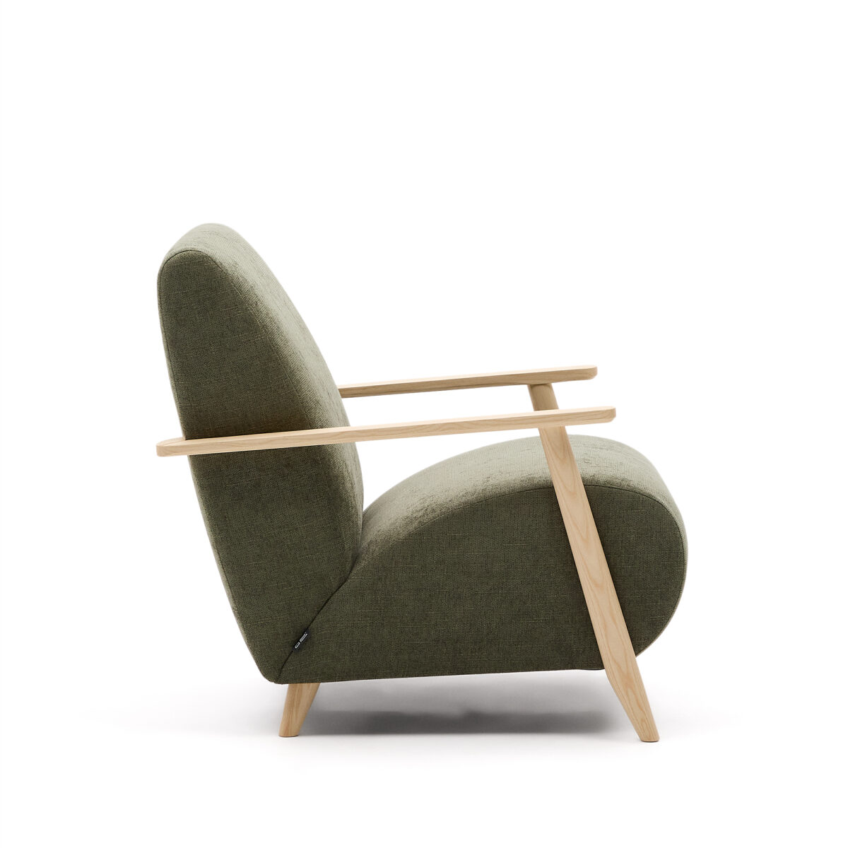 Kave Home Fauteuil Meghan in groene chenille en van massief essenhout in naturel afwerking FSC Mix Credit - Afbeelding 7