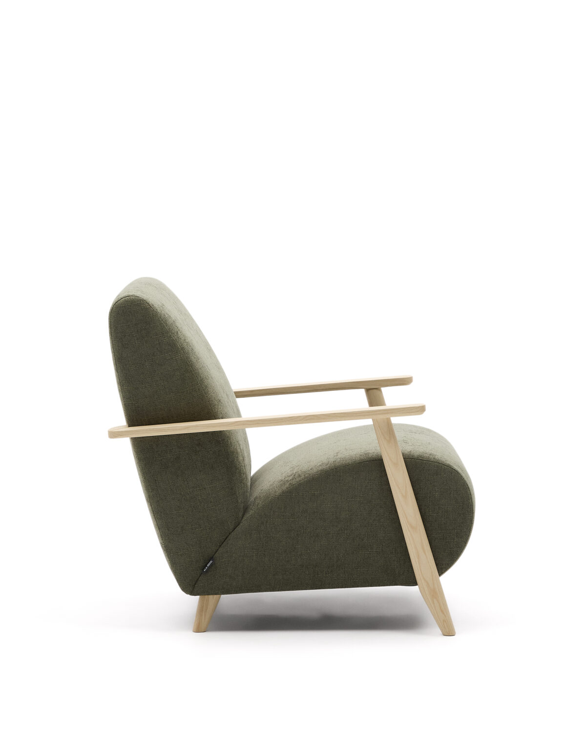 Kave Home Fauteuil Meghan in groene chenille en van massief essenhout in naturel afwerking FSC Mix Credit - Afbeelding 8
