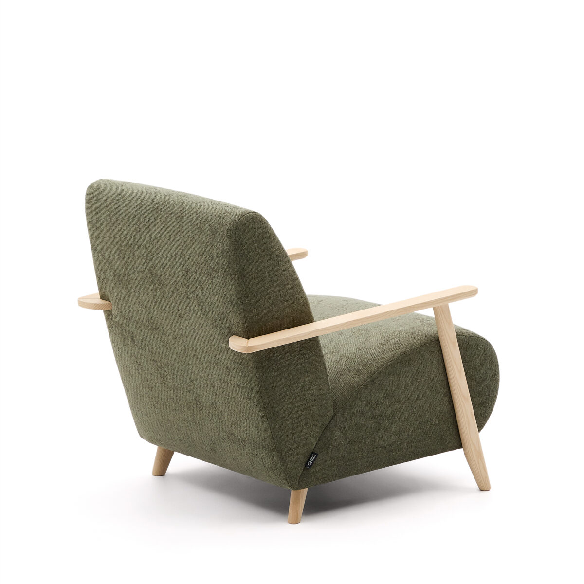 Kave Home Fauteuil Meghan in groene chenille en van massief essenhout in naturel afwerking FSC Mix Credit - Afbeelding 9