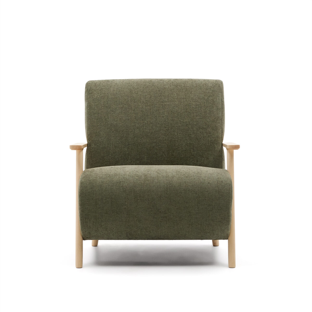 Kave Home Fauteuil Meghan in groene chenille en van massief essenhout in naturel afwerking FSC Mix Credit - Afbeelding 11