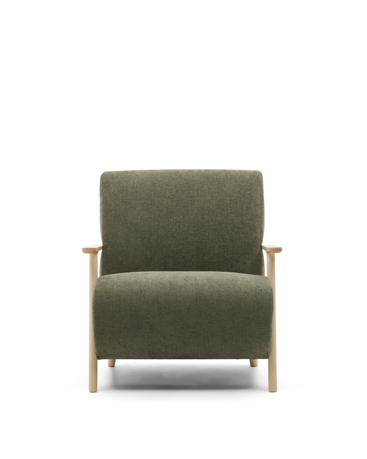 Kave Home Fauteuil Meghan in groene chenille en van massief essenhout in naturel afwerking FSC Mix Credit - Afbeelding 12