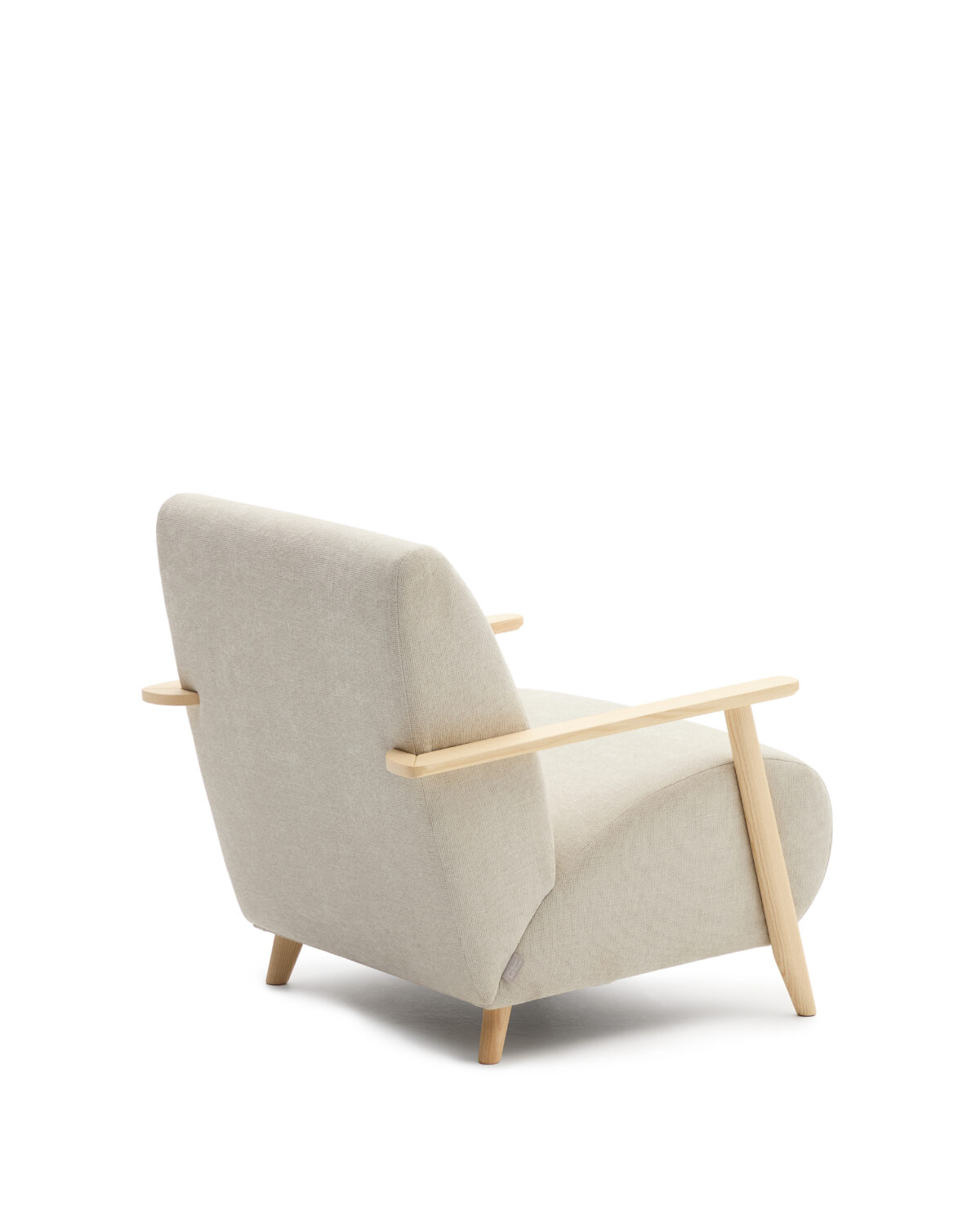 Kave Home Fauteuil Meghan in parelkleurige chenille en van massief essenhout in naturel afwerking FSC Mix Credit - Afbeelding 6