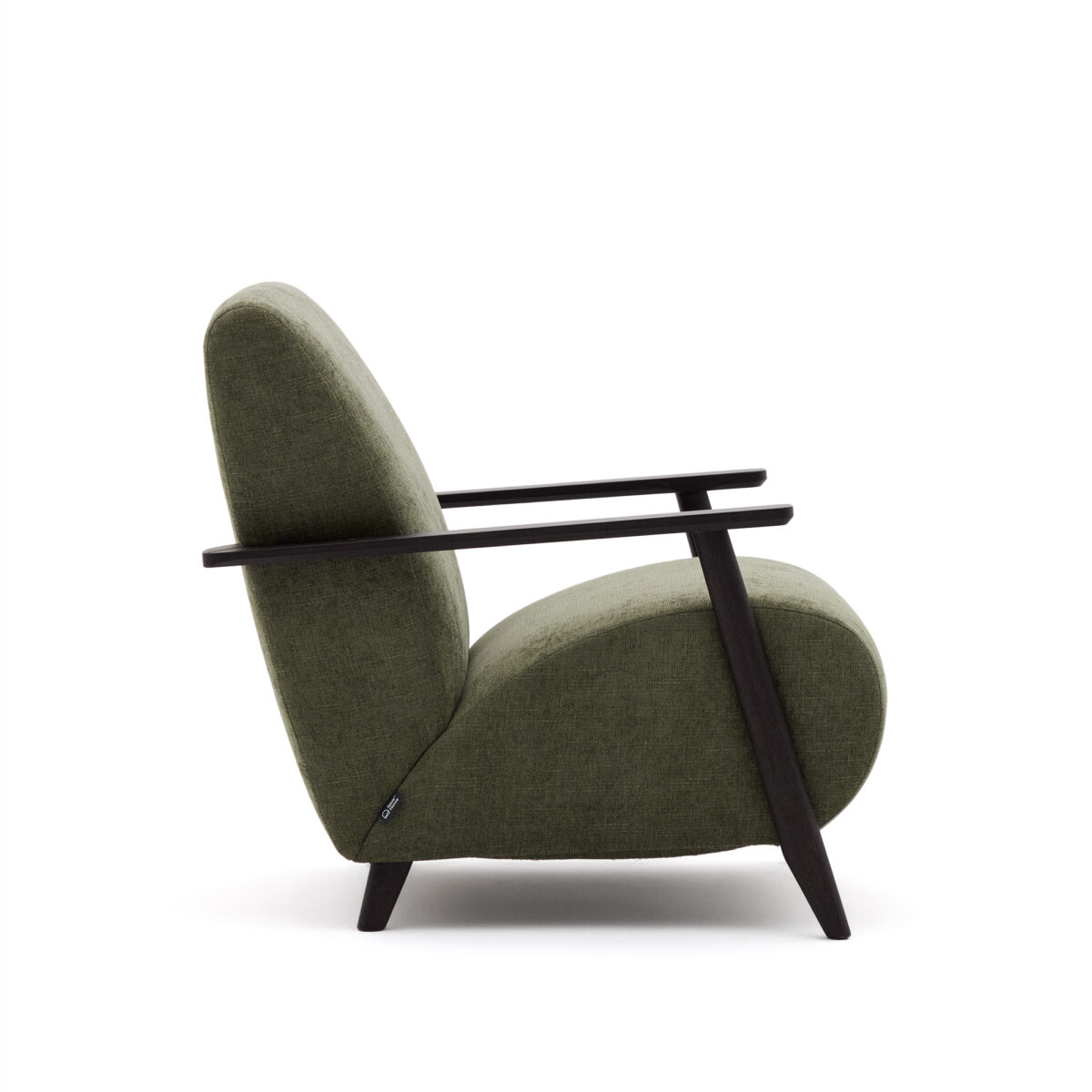 Kave Home Fauteuil Meghan in groene chenille en van massief essenhout met wengé afwerking FSC Mix Credit - Afbeelding 4