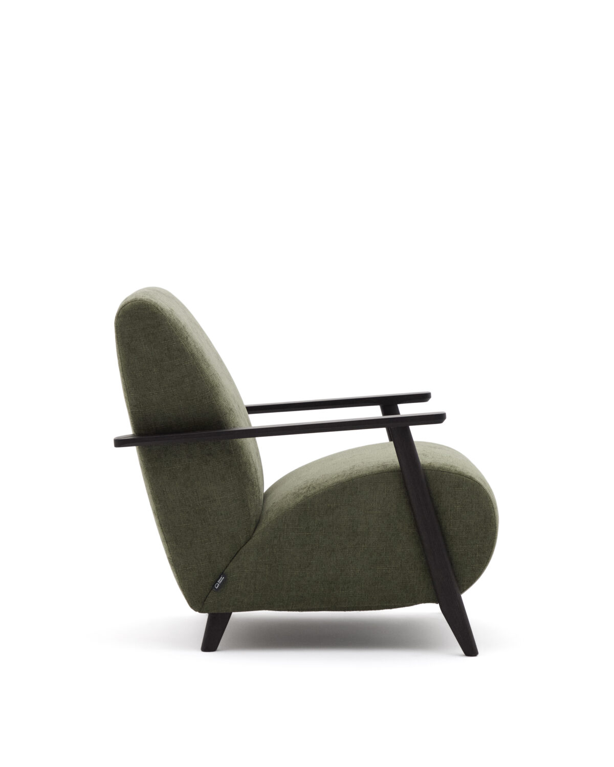 Kave Home Fauteuil Meghan in groene chenille en van massief essenhout met wengé afwerking FSC Mix Credit - Afbeelding 5