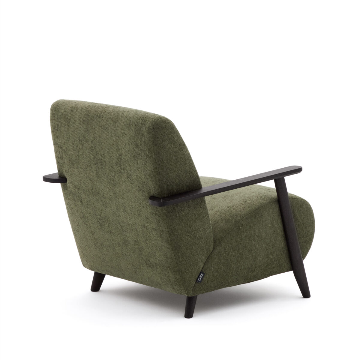 Kave Home Fauteuil Meghan in groene chenille en van massief essenhout met wengé afwerking FSC Mix Credit - Afbeelding 6
