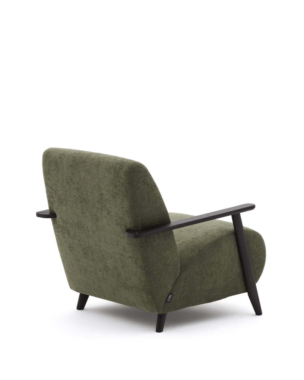 Kave Home Fauteuil Meghan in groene chenille en van massief essenhout met wengé afwerking FSC Mix Credit - Afbeelding 7