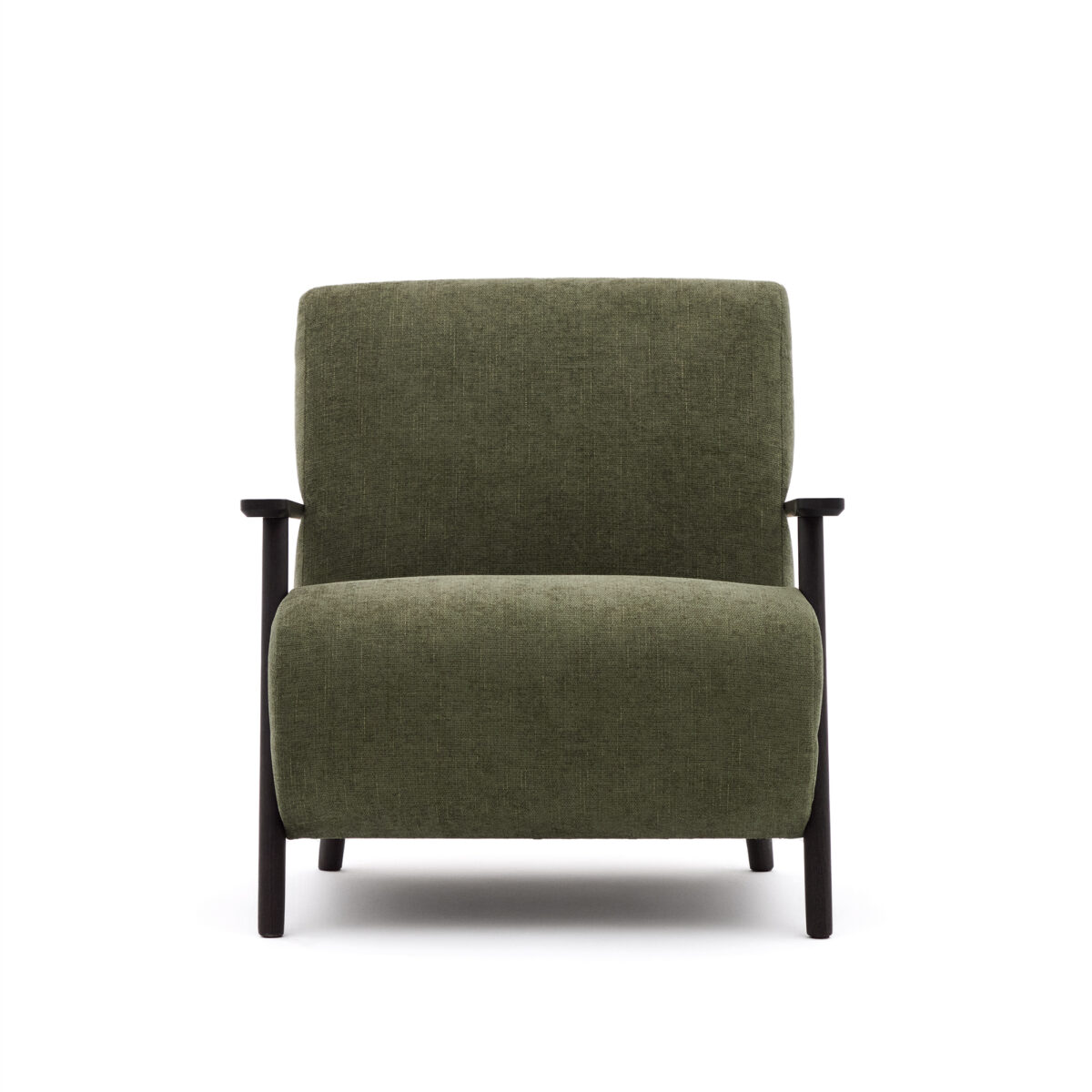 Kave Home Fauteuil Meghan in groene chenille en van massief essenhout met wengé afwerking FSC Mix Credit - Afbeelding 8
