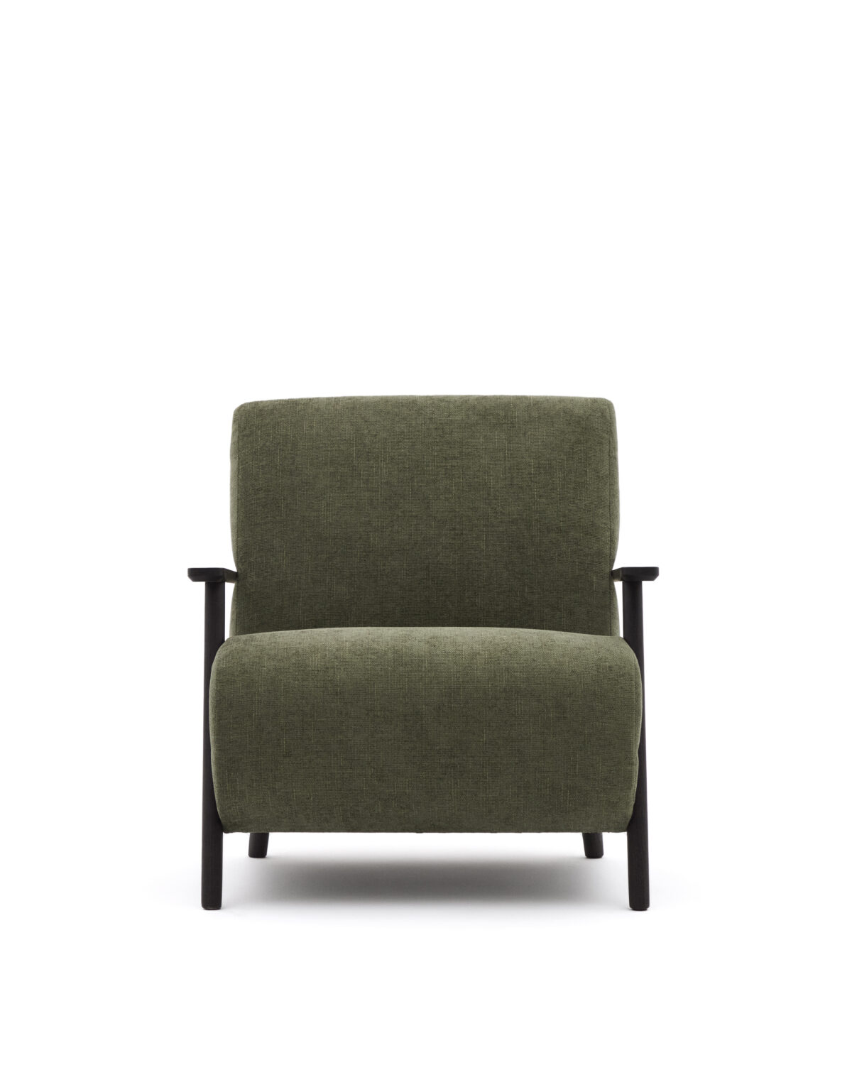 Kave Home Fauteuil Meghan in groene chenille en van massief essenhout met wengé afwerking FSC Mix Credit - Afbeelding 9