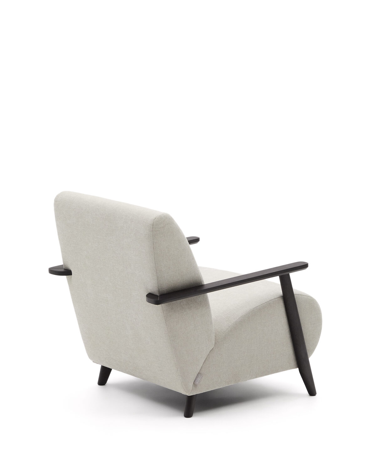 Kave Home Fauteuil Meghan in parelkleurige chenille en van massief essenhout met wengé afwerking FSC Mix Credit - Afbeelding 9