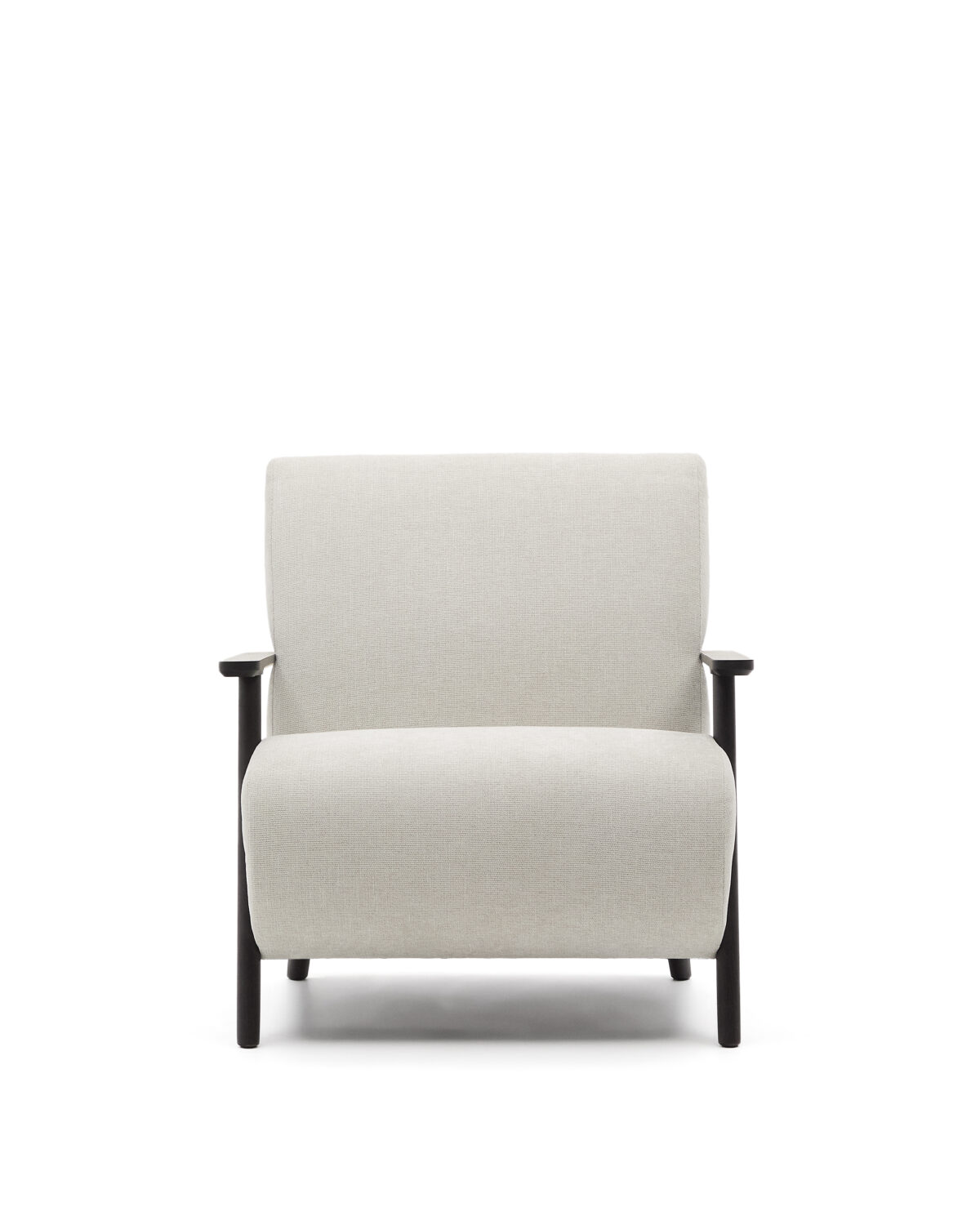 Kave Home Fauteuil Meghan in parelkleurige chenille en van massief essenhout met wengé afwerking FSC Mix Credit - Afbeelding 11