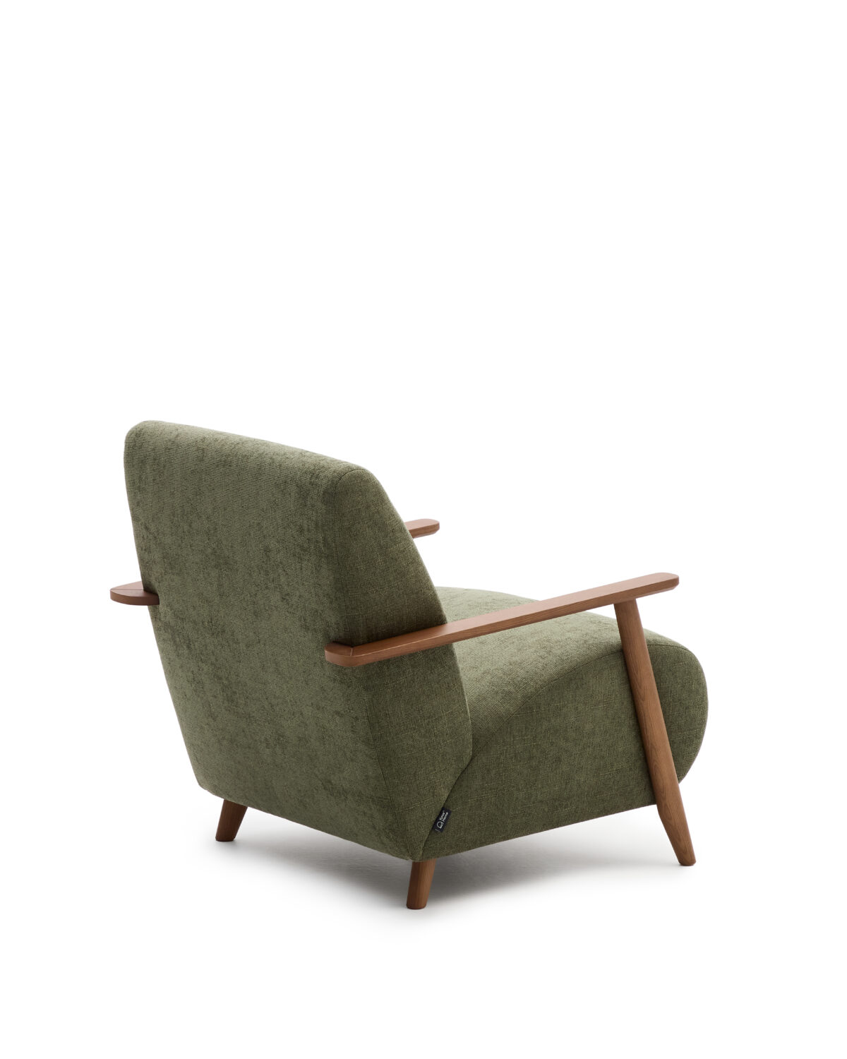 Kave Home Meghan fauteuil van groen chenille massief essenhout met notenhout afwerking FSC Mix Credit - Afbeelding 6