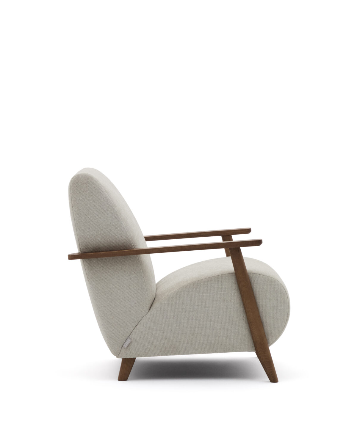 Kave Home Meghan fauteuil van parel chenille massief essenhout met notenhout afwerking FSC Mix Credit - Afbeelding 7