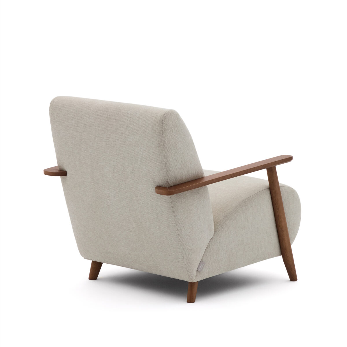 Kave Home Meghan fauteuil van parel chenille massief essenhout met notenhout afwerking FSC Mix Credit - Afbeelding 8