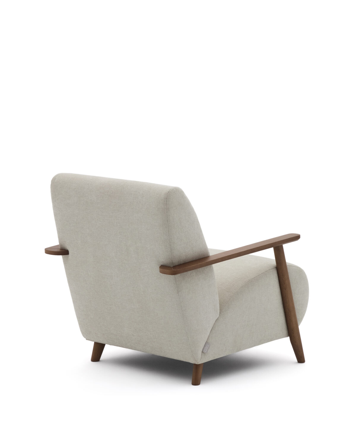 Kave Home Meghan fauteuil van parel chenille massief essenhout met notenhout afwerking FSC Mix Credit - Afbeelding 9