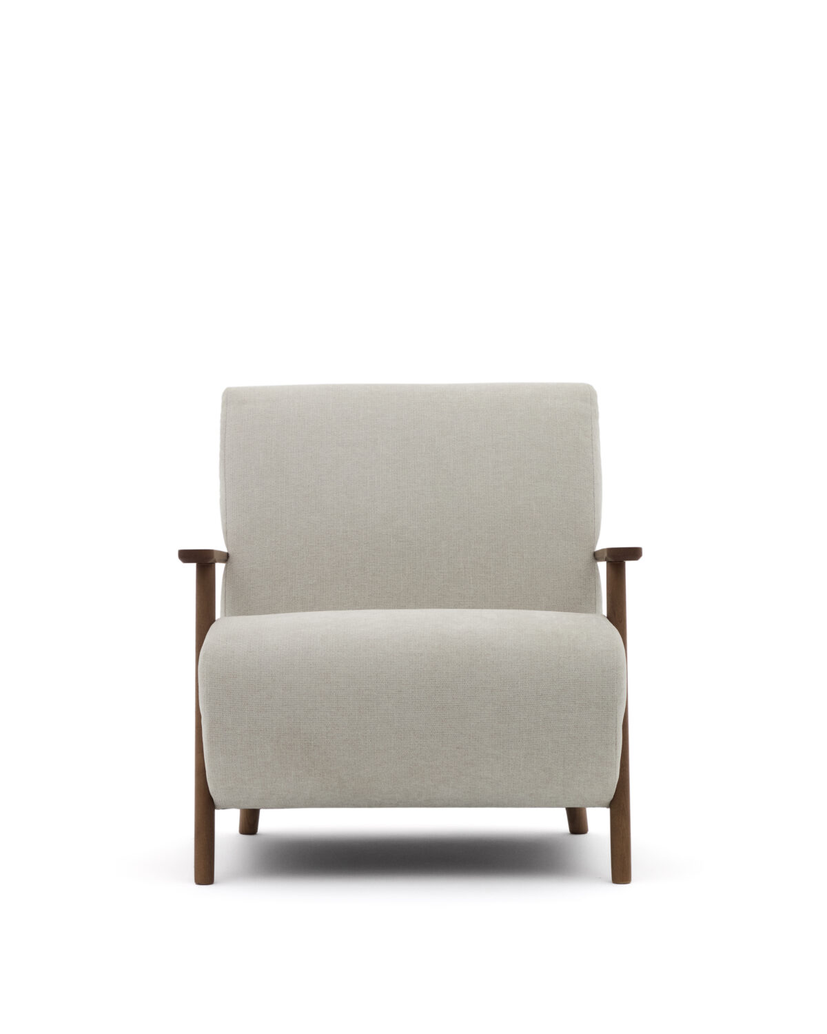 Kave Home Meghan fauteuil van parel chenille massief essenhout met notenhout afwerking FSC Mix Credit - Afbeelding 11