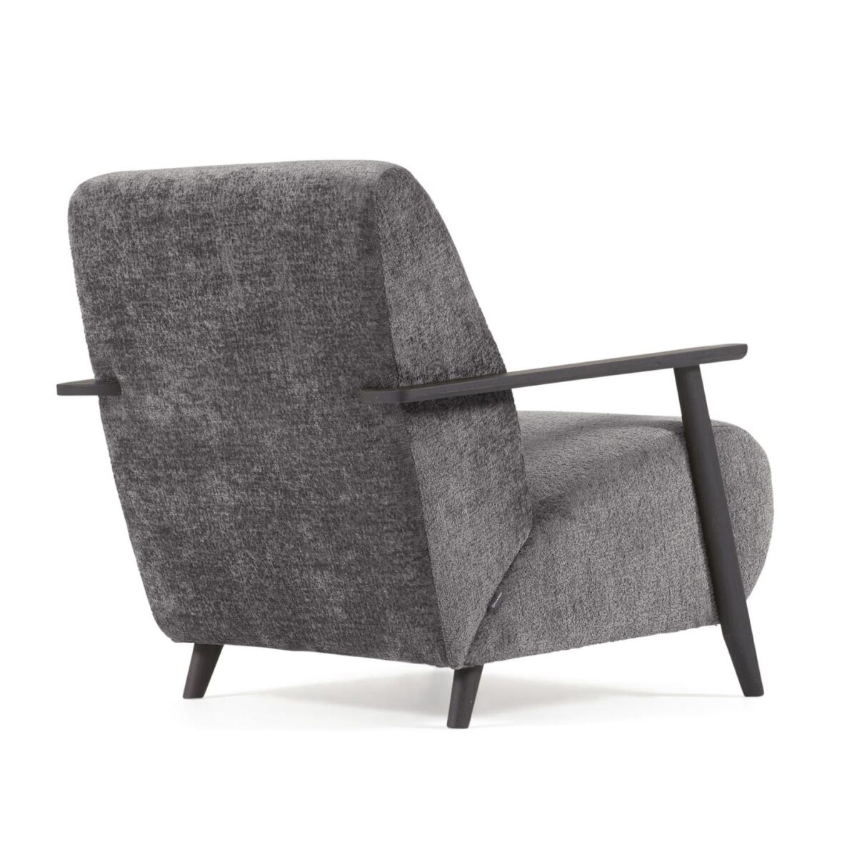Kave Home Meghan fauteuil in grijze chenille en hout met wengé afwerking - Afbeelding 6